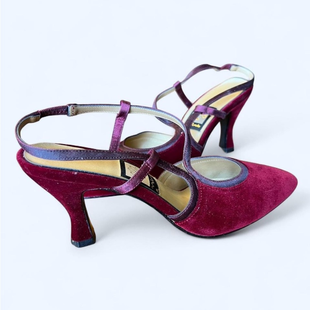 Nina Ricci Burgundy Velvet Slingback Heels